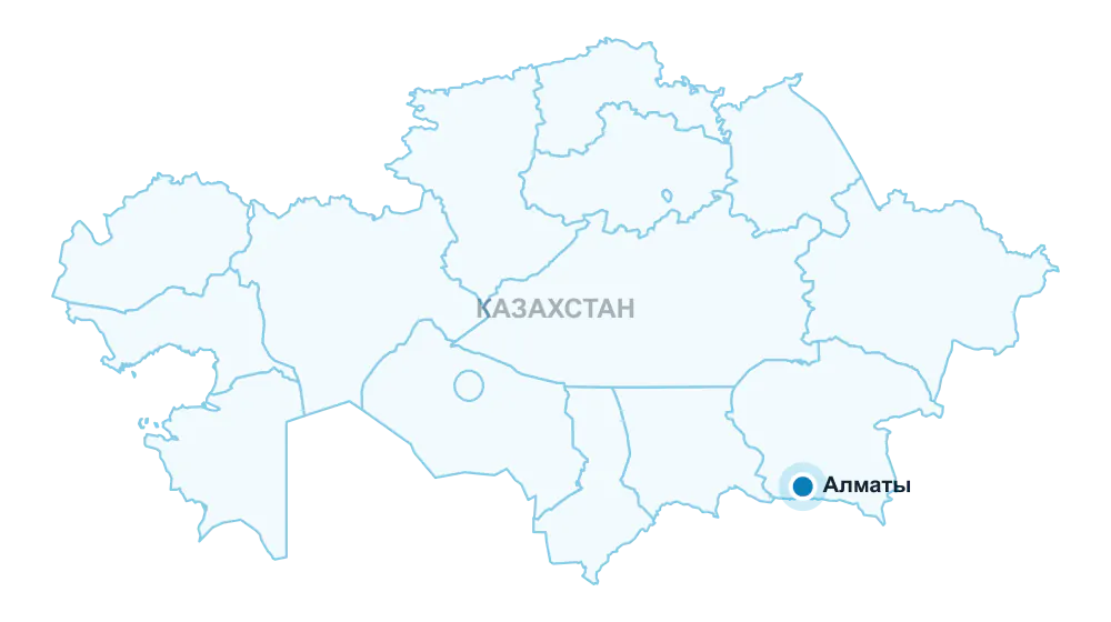 Карта Казахстана с отмеченным городом Алматы